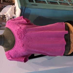 Coldwater Creek Pink Embroidered T Shirt